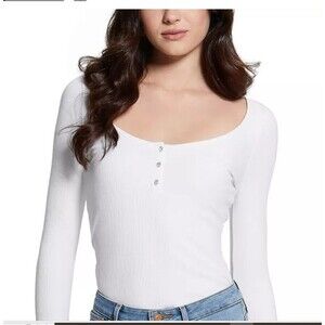 Guess Women White TOP XL Karlee Henley NEW WITH TAGS